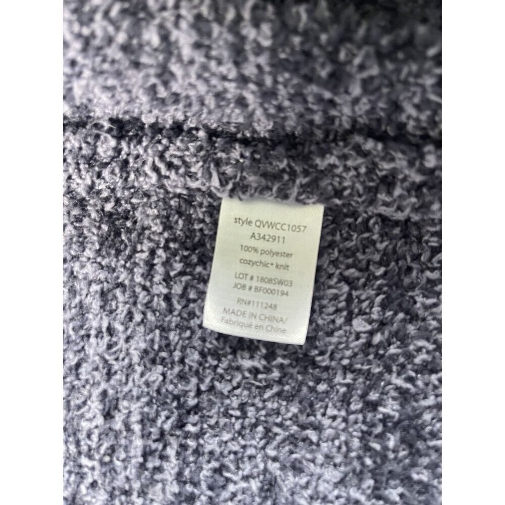 Barefoot Dreams CozyChic SZ L Open Front Knit Cardigan Sweater Pockets Blue Gray - Picture 6 of 11